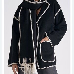 Elan Blanket Stitch Jacket w/ Detachable Scarf